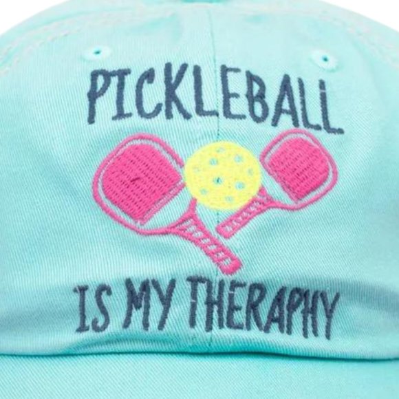 KBETHOS Light Blue "Pickleball Is My Therapy" Distressed Baseball Cap NWT - Picture 3 of 3